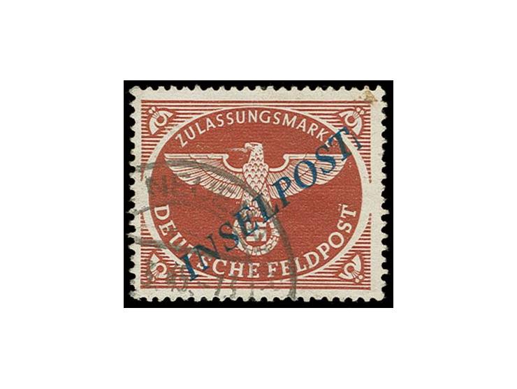 Agramer Aufdruck gezähnt, dunkelblauer Aufdruck, Platte II, mit Teilabdruck des Tagesstempels "BAD NEUENAHR ...3.45", oben re