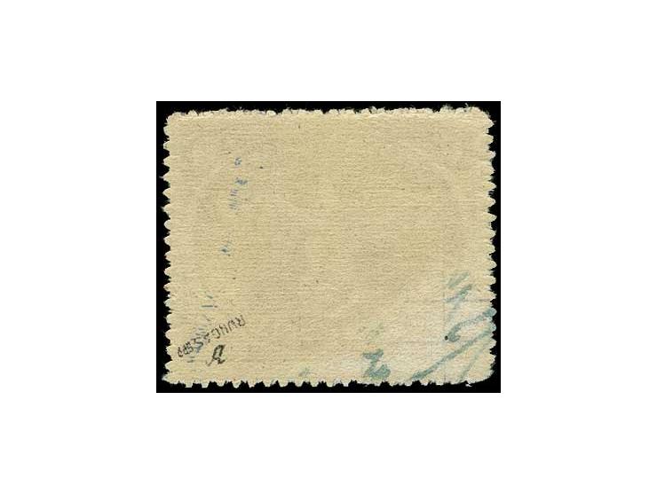 Agramer Aufdruck durchstochen, blauschwarzer Aufdruck, Platte I/1, ungebraucht mit leichten Anhaftungen links unten, rechts u