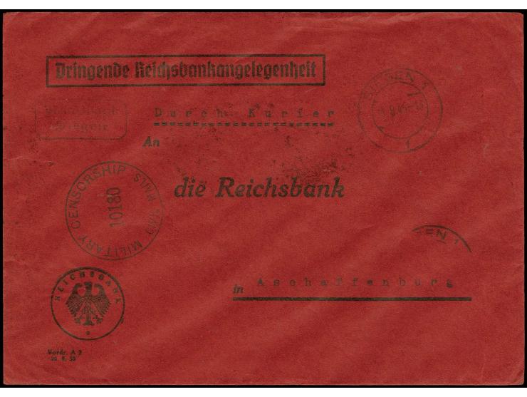 11.8., Siegen - Aschaffenburg, Vordruckbrief mit Poststempel "SIEGEN 11.8.45" und Zensurstempel "10180", Pracht