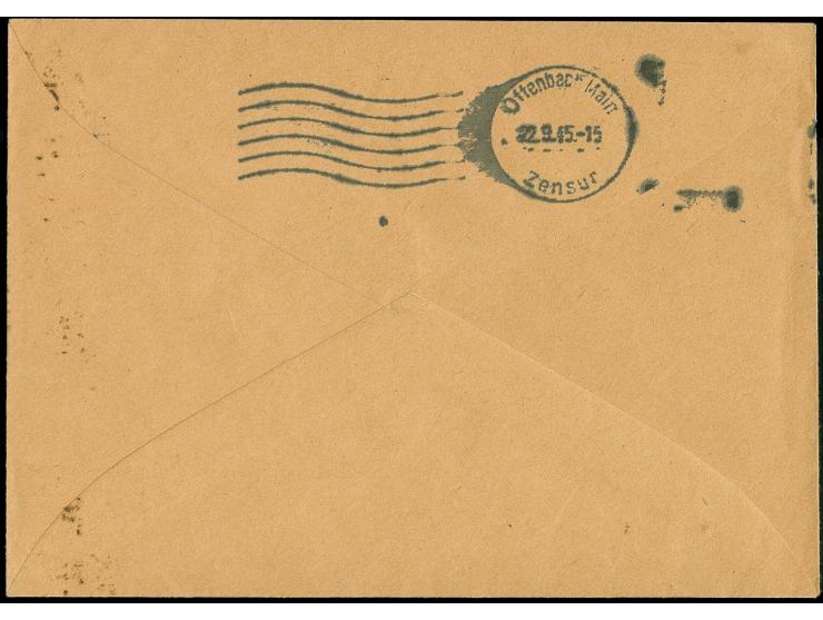 21.9., Offenbach - Aschaffenburg, Vordruckbrief mit 100 Pfg. Postfreistempel aus OFFENBACH 21.9.45 mit rückseitigem Maschinen