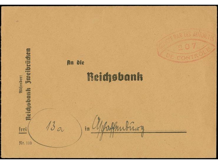 September (ca.), Zweibrücken - Aschaffenburg, Vordruckbrief ohne Poststempel mit rotem Zensurstempel "OUVERT PAR LES AUTORITE