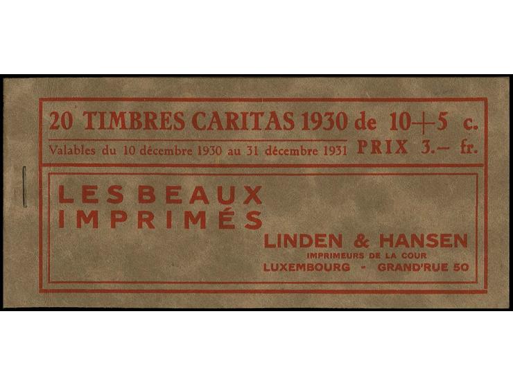 1930, CARITAS stamp booklet with 20 stamps 10 c., light opening crease on front, otherwise fine