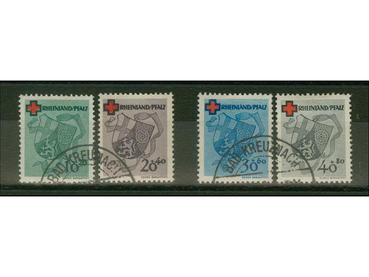 1949, Rotes Kreuz 10-40 Pfg., sauber gestempelt, tadellos, Befund Schlegel BPP