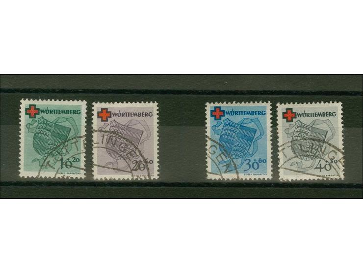 1949, Rotes Kreuz 10-40 Pfg., sauber gestempelt, tadellos, Befund Schlegel BPP