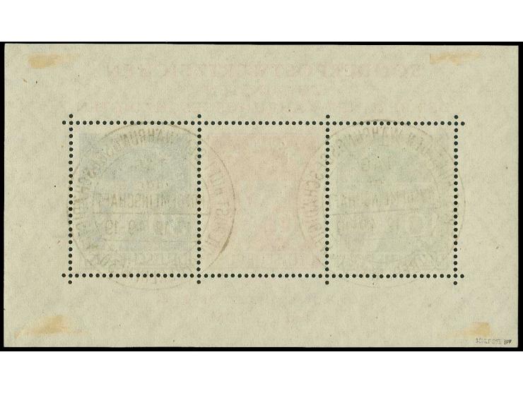 Währungsgeschädigten-Block mit Plattenfehler bei 10 und 30 Pfg. mit Ersttagssonderstempel, Fotoattest Schlegel BPP (Mi. 3.500