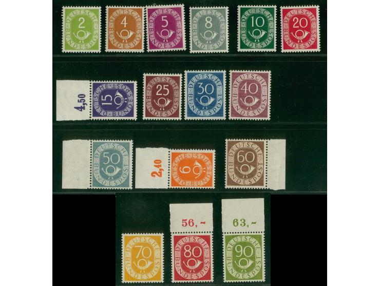 Posthorn 2-90 Pfg. kpl. postfrisch, 80 und 90 Pfg. vom Oberrand, tadellos, Fotoattest Schlegel BPP, 30 Pfg. zusätzlich sign.