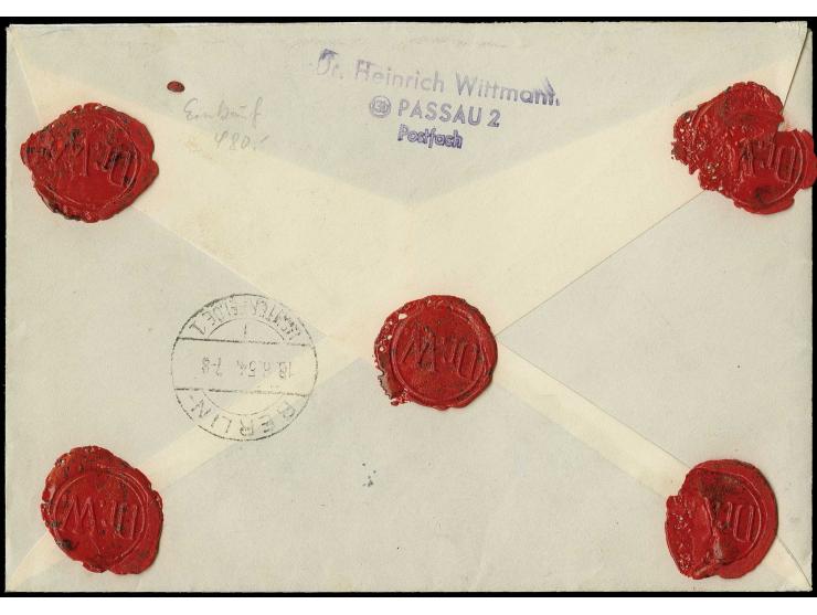 1954, Heuss 25 und 70 Pfg. mit Stempel "PASSAU 15.6.51" auf portogerechtem Wertbrief nach Berlin, sehr selten, Fotoattest Sch