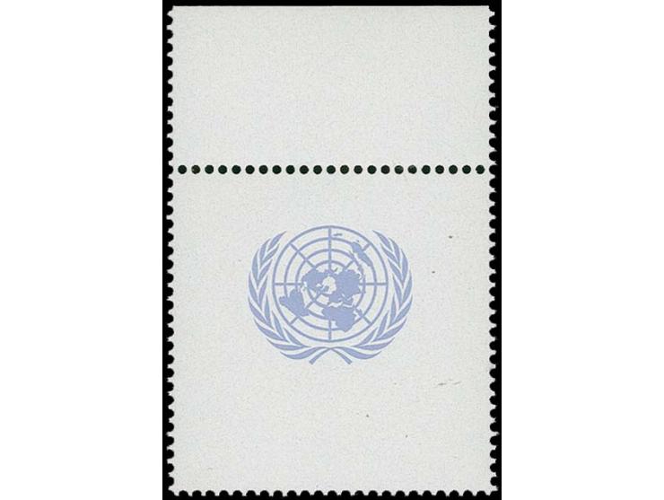 1995 UNO 100 Pfg. mit Abart "alle Farben außer hellviolettblau (UNO-Emblem) fehlend, postfrisch vom Oberrand, Fotoattest Schl