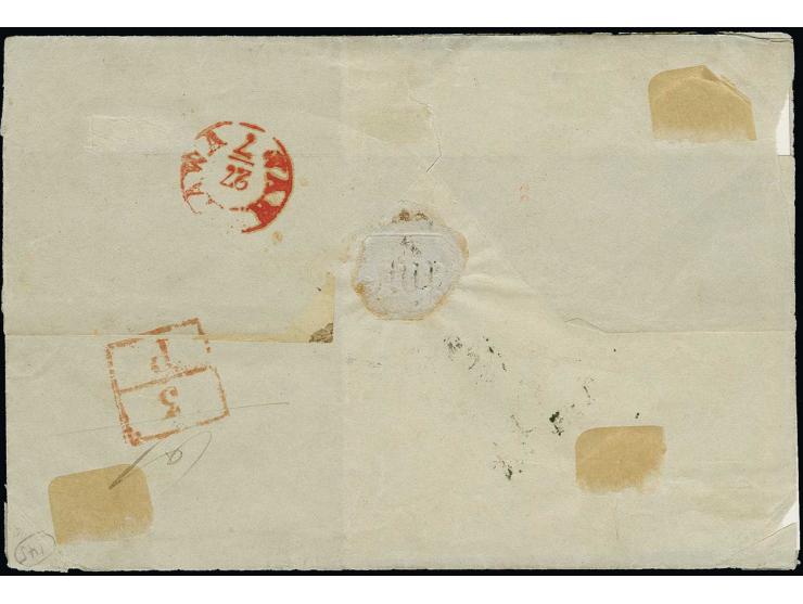 1857, 10 kop. brown/blue, fresh colour and good margins all around, tied by dotted numeral "104" of Bialystok to lettersheet 