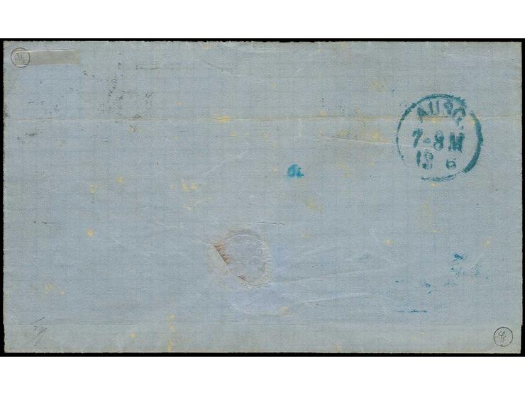 1866, 3k. with burelage of 5k. with additional franking tied by oval "S.P.B." to folded lettersheet to Berlin, fine
 
 