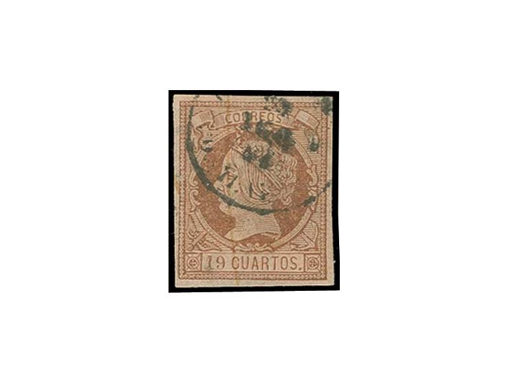 1860, Isabella 19 c. brown on salmon, good margins, used by cds. with additional pen stroke, fine, certificate CEM (Edifil 54