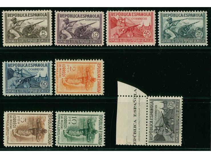 1938, Republican Militia 5 c.-10 pta., unmounted mint, fine