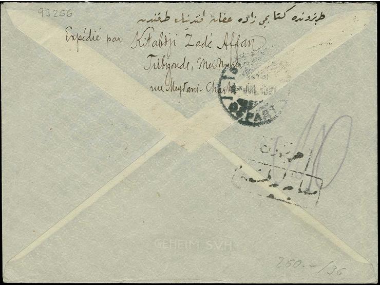 1921, Angora overprint "osmanli postalari 1337" on Hedjaz railway fiscal stamps 1 pia. in horizontal strip of 3 on cover to L