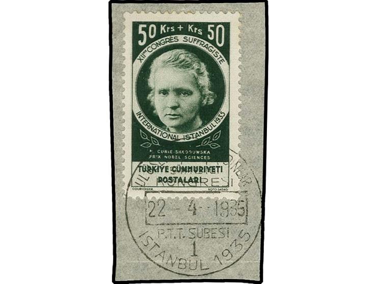 1935, Congres Sufragiste 20 pa.-100 k., 15 values complete with special cancellation on pieces, fine