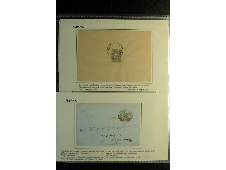 1861/1910 (ca.), 9 covers and postcards with different cancellations including good strike of negative "AN CANIB-I POSTA-I IS