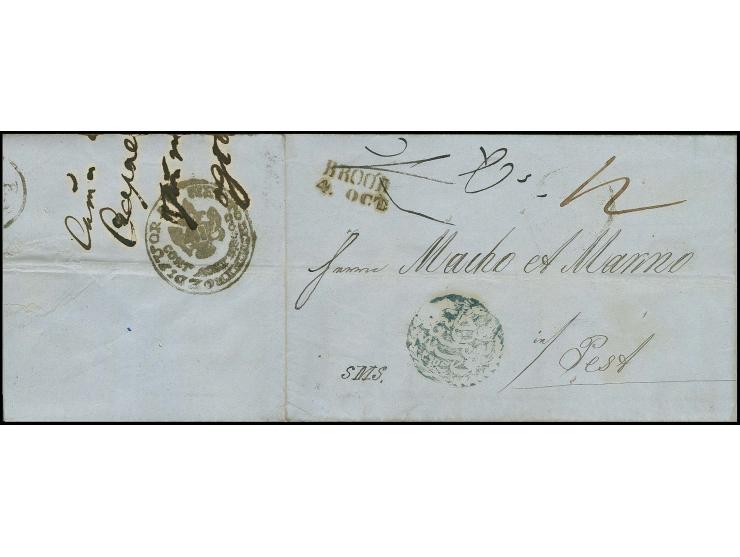 SARAJEWO: "AN CANIB-I POSTA-I BOSNA 265", good strike of negative seal in blue on entire letter to Pest, showing on front tra