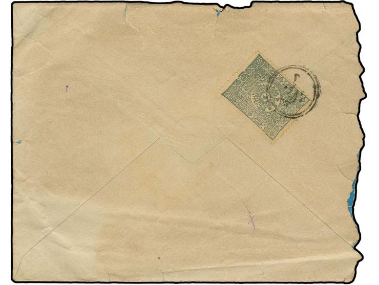 SENIZA: "SJENICA", all arabic double circle clear on 1892, 1 pia. blue on reverse of cover; somewhat roughly opened and some 