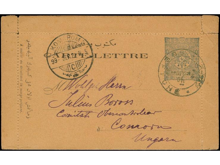 ZIBEFCHA: "SDEFTCHE", bilingual double circle on lettercard 1899 to Hungary with arrival mark on front