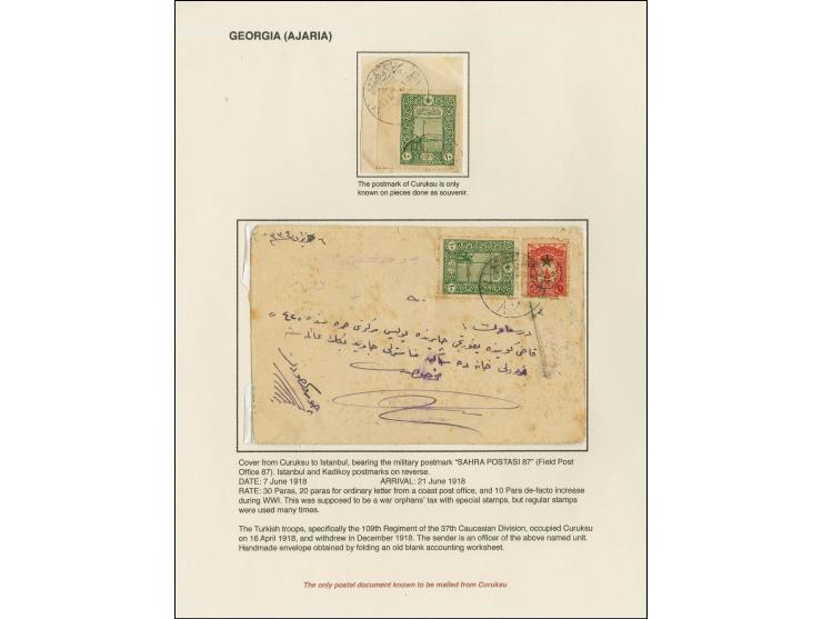 OCCUPATION OF KOBULETI (CÜRÜKSU): "SAHRA POSTASI 87", good strike on cover from Kobuleti 1918 to Istanbul with arrival mark o