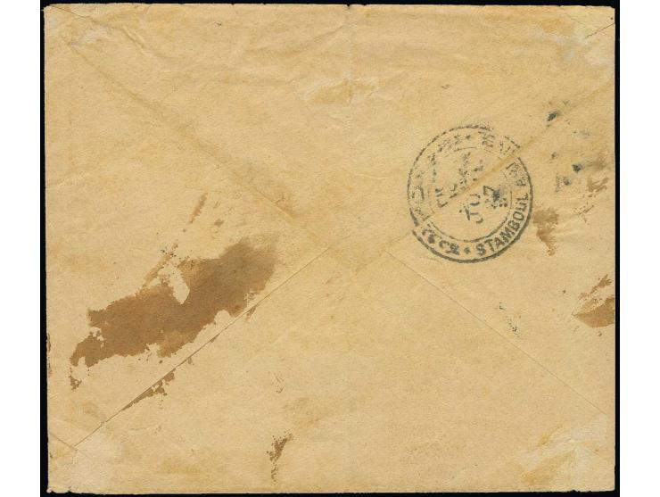 ALMIROS: "POSTA VE TELGRAFHANE-I ERMEYYE 1315", clear strike on postage free soldier's envelope 1897 to Bursa with part of ar