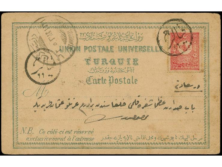 KAYALAR: "KAYALAR 99", Arabic circle postmark, clear strike on 1901, 20 pa. on postcard to Istanbul with additional strike al