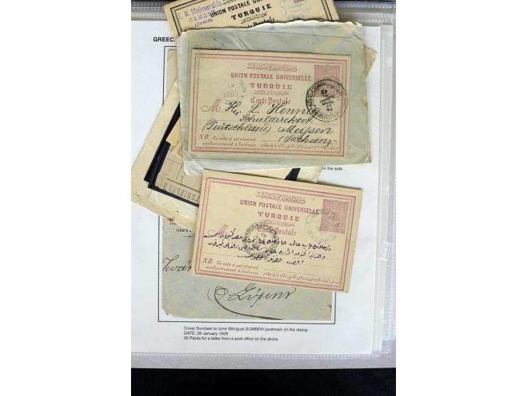 1885/1912 (about), 45 covers, postcards and postal receipts with many different cancellations incl. several and scarce ones l