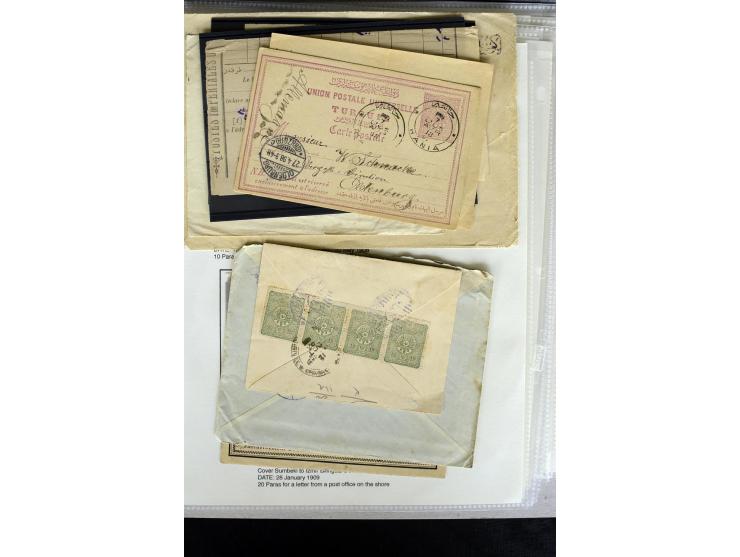 1885/1912 (about), 45 covers, postcards and postal receipts with many different cancellations incl. several and scarce ones l