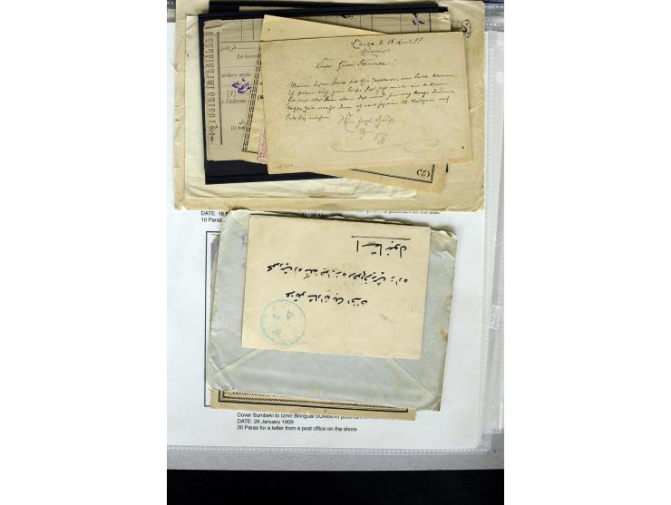 1885/1912 (about), 45 covers, postcards and postal receipts with many different cancellations incl. several and scarce ones l
