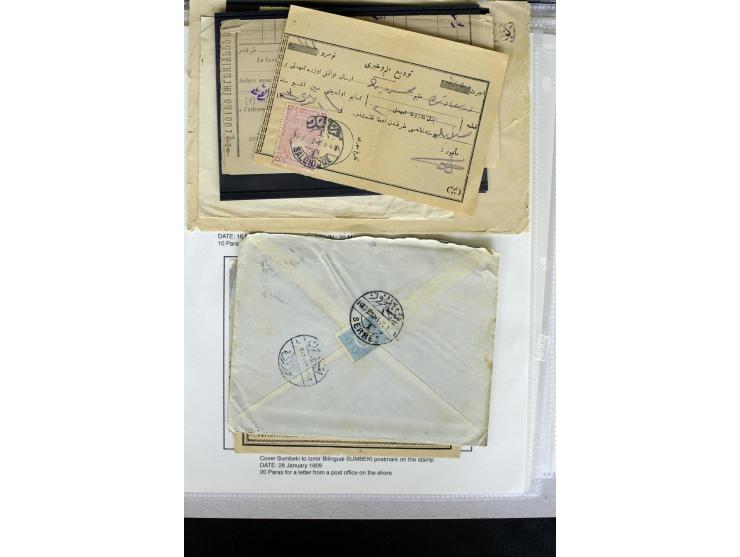 1885/1912 (about), 45 covers, postcards and postal receipts with many different cancellations incl. several and scarce ones l