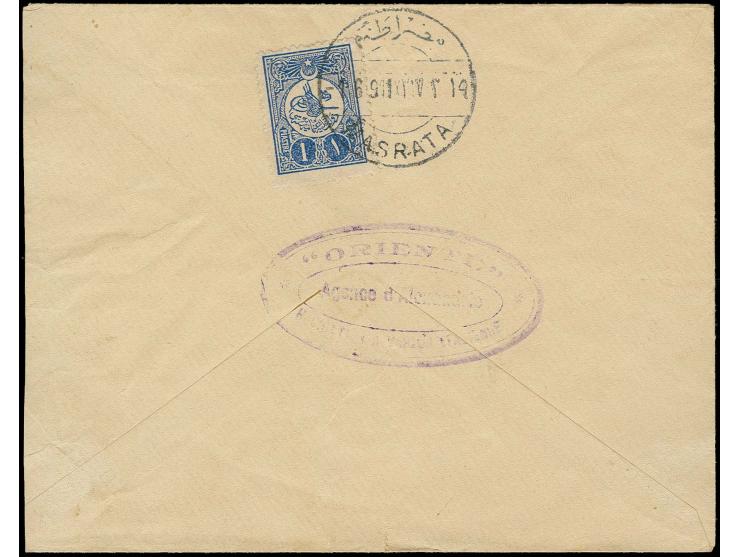 MASRATA: "MASRATA 1-6-911", clear strike on 1909, 1 pia. on reverse of cover from Alexandria, transported by Agency boat, sho