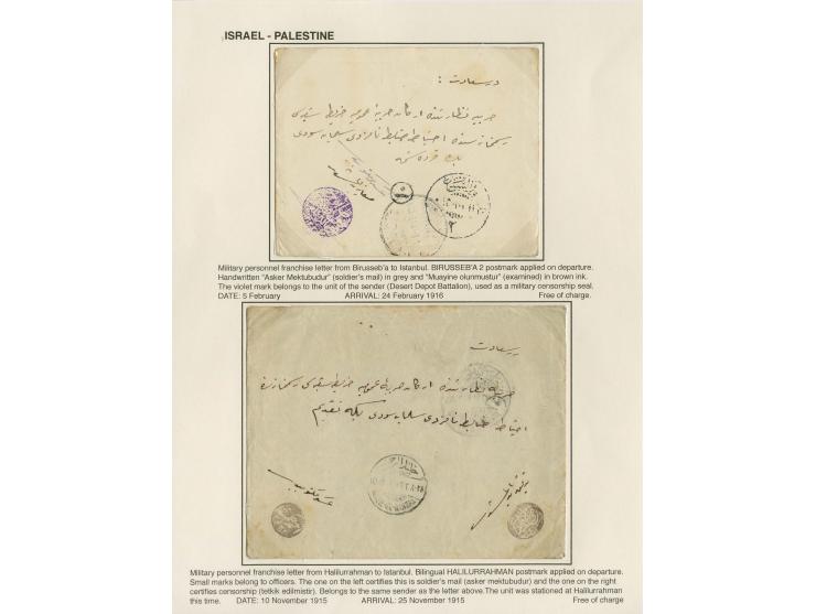 MILITARY: 2 covers from the same correspondence, the first with bilingual "BIR EL SEBBE 2" and "HALIL UL RAHMAN" to Istanbul,