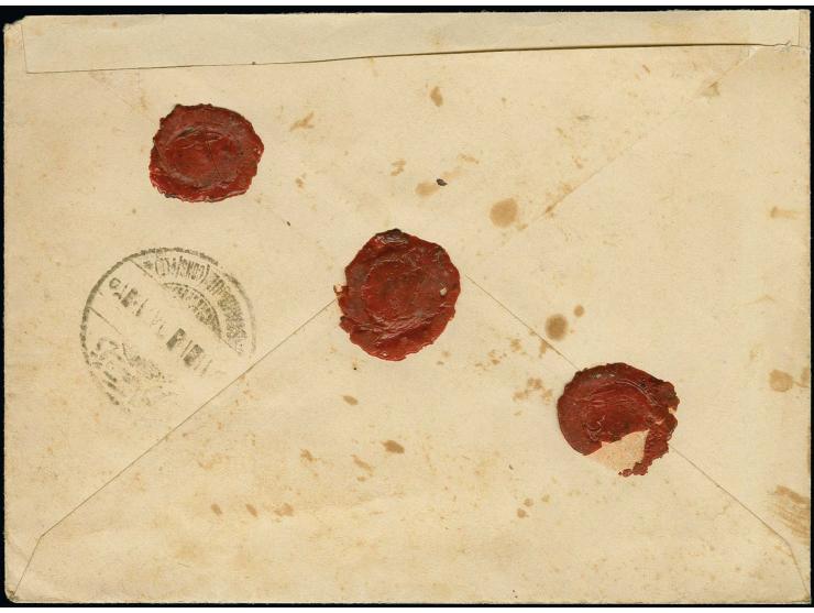 MEDINA: "MEDINE 12-11.902", bilingual dater on vertical pair 1901, 2 pia. orange on registered envelope with return receipt t
