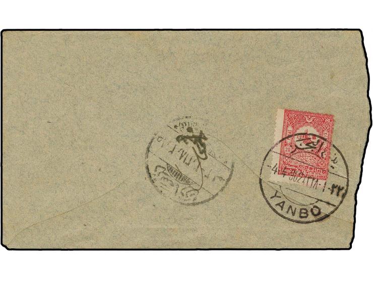 YANBO: "YANBO 4-4-902", very clear bilingual dater on 1901, 20 pa. on reverse of cover to Istanbul; fine and very scarce