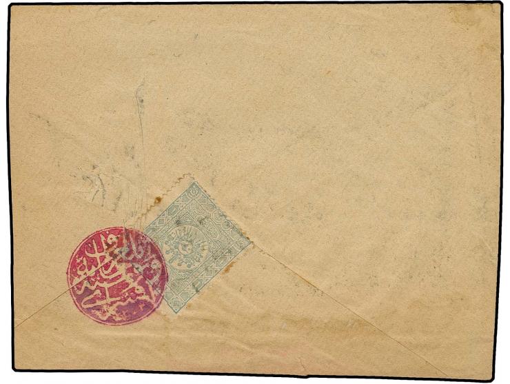 AKSARAY: "TELEGRAF VE POSTAHANE-I AKSARAY 1303", superb negative seal in red on 1892, 1 pia. on reverse of cover to Nigde; th