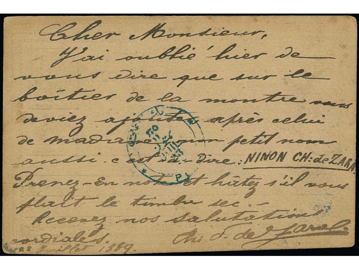 ANADOLUKAVAGI: "ANADOLUKAVAGI POSTA SUBESI", clear negative seal in blue on postcard 20 pa. with adjacent blue date stamp "AN