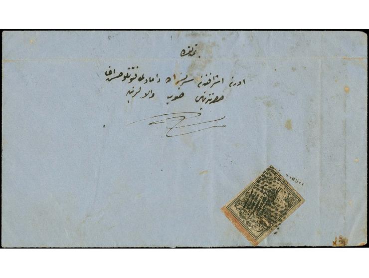 CONSTANTINOPLE / STAMBUL: 1863, 1 pia. tied by mute cancellation to commercial cover to Edirne; stamp with light bend and sma