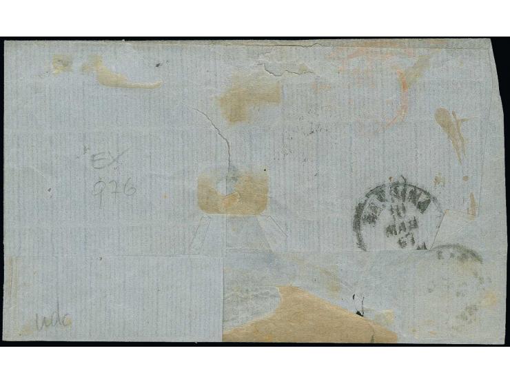 CONSTANTINOPLE: Liannos local post 20 pa. green, tied by clear "POSTE LOCALE CONSTANTINOPLE 22 FEV 67" to lettersheet (2 side