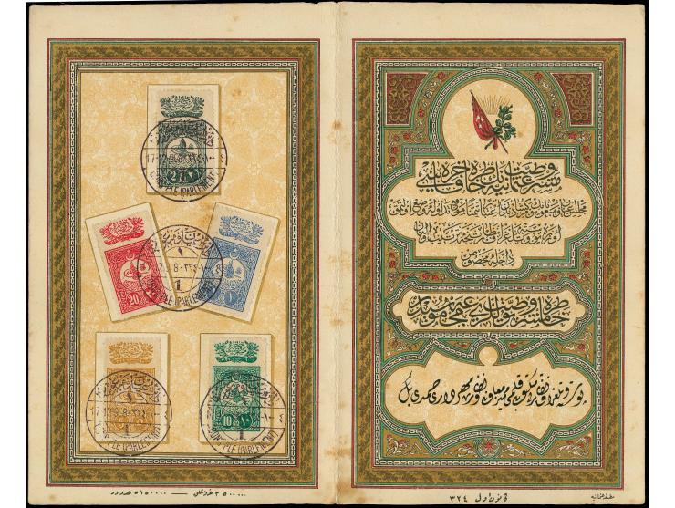CONSTANTINOPLE: "CONSPLE (PARLEMENT) 17-12-908" on 1908, Constitution 5 pa.-2 pia. on souvenir folder