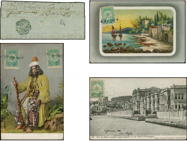 ISTANBUL: 1860/1918 (ca.), very interesting group of 39 letters and cards incl. rare cancellation as "AYIA", "TRIADA CADIKEUY