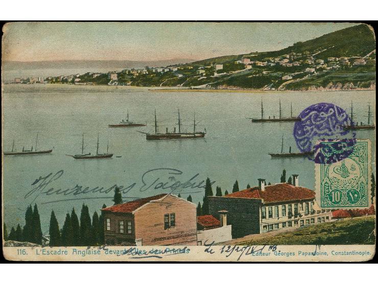 LEFKE: "MEMUR-U NAKALIYE-I POSTA-I LEFKE 1309", superb strike of negative violet seal cancel on 1908, 10 pa. on picture side 