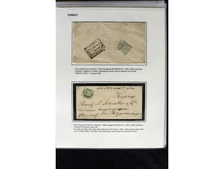 1866/1901, more than 60 covers and postcards with classic all Arabic cancellations in different types incl. a wide range of d