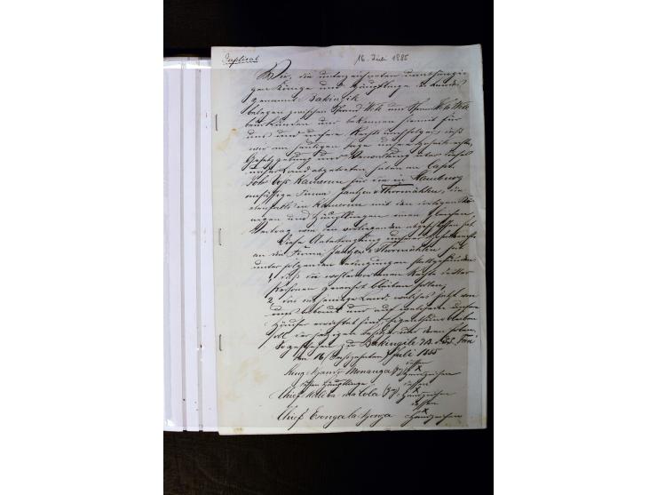 1889/1900, interessante Sammlung mit zwei losen Marken, 32 Briefstücken und 21 Briefen und Ganzsachenkarten, dabei u.a.Mi.-Nr