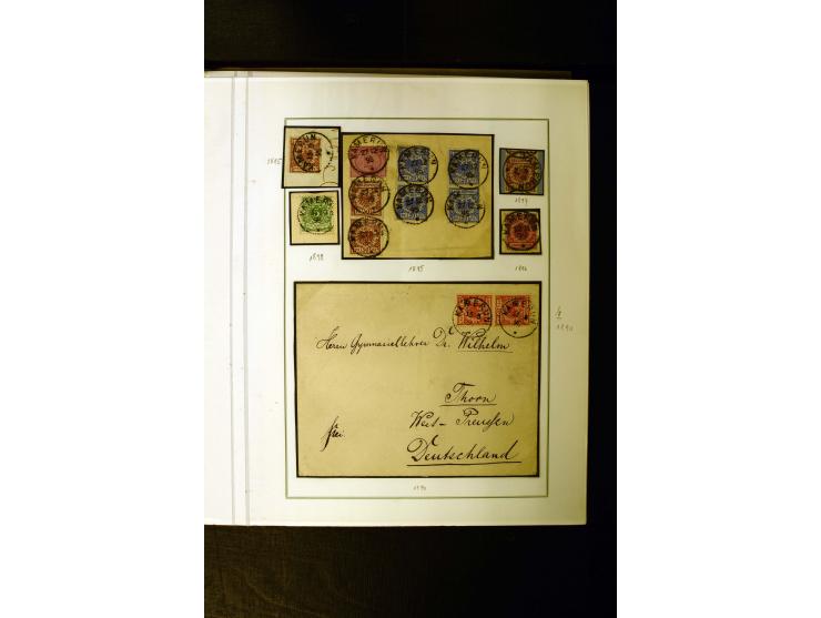 1889/1900, interessante Sammlung mit zwei losen Marken, 32 Briefstücken und 21 Briefen und Ganzsachenkarten, dabei u.a.Mi.-Nr