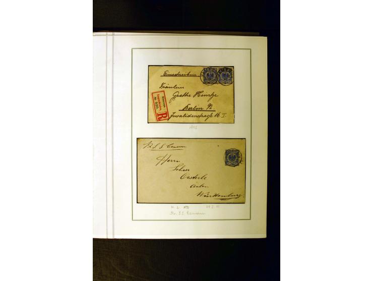 1889/1900, interessante Sammlung mit zwei losen Marken, 32 Briefstücken und 21 Briefen und Ganzsachenkarten, dabei u.a.Mi.-Nr