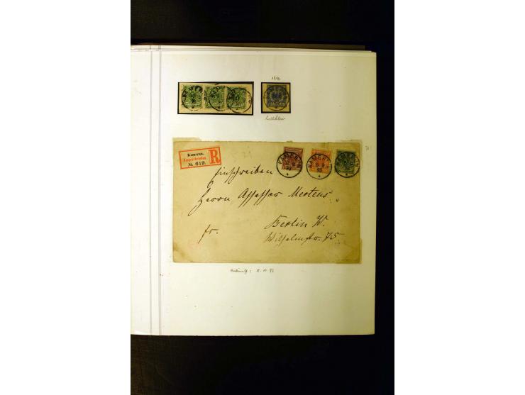 1889/1900, interessante Sammlung mit zwei losen Marken, 32 Briefstücken und 21 Briefen und Ganzsachenkarten, dabei u.a.Mi.-Nr