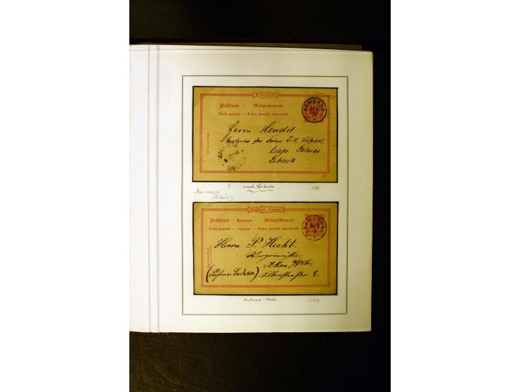 1889/1900, interessante Sammlung mit zwei losen Marken, 32 Briefstücken und 21 Briefen und Ganzsachenkarten, dabei u.a.Mi.-Nr