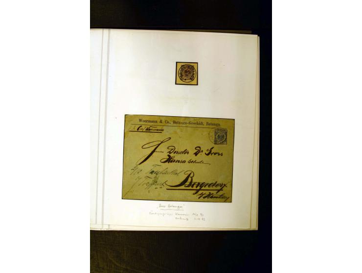 1889/1900, interessante Sammlung mit zwei losen Marken, 32 Briefstücken und 21 Briefen und Ganzsachenkarten, dabei u.a.Mi.-Nr