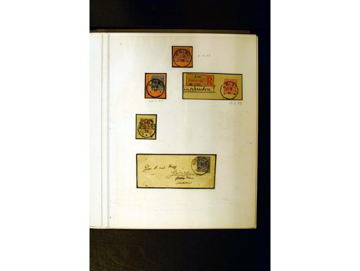 1889/1900, interessante Sammlung mit zwei losen Marken, 32 Briefstücken und 21 Briefen und Ganzsachenkarten, dabei u.a.Mi.-Nr