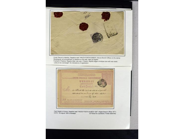 1876/1907 (about), 41 letters, covers, postcards, postal receipts and telegrams with negative seal cancellations incl. rare i