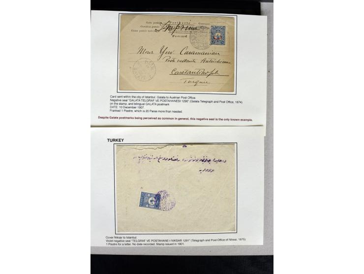 1876/1907 (about), 41 letters, covers, postcards, postal receipts and telegrams with negative seal cancellations incl. rare i